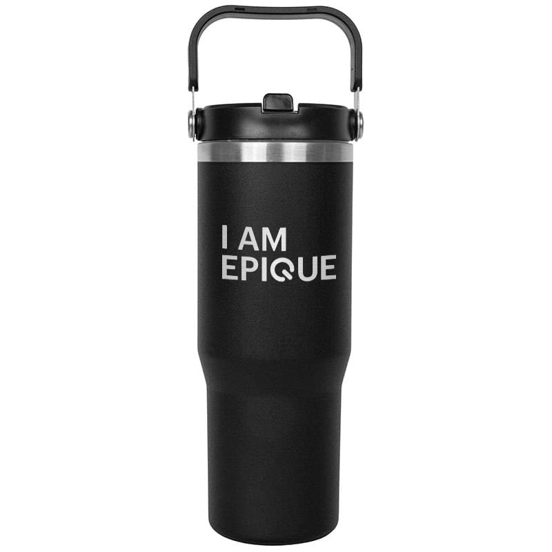 Epique 30 oz Stainless Steel Mug with Handle and Straw