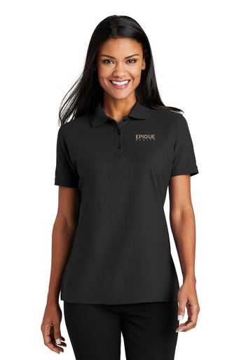 Epique Ladies Stain-Release Polo with Embroidered Logo (Black)